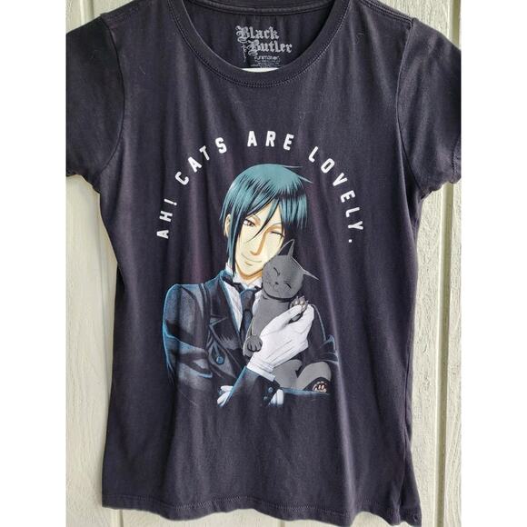 Black Butler Sebastian Cats Are Lovely Women’s Anime T-Shirt Sz Small - Picture 2 of 6